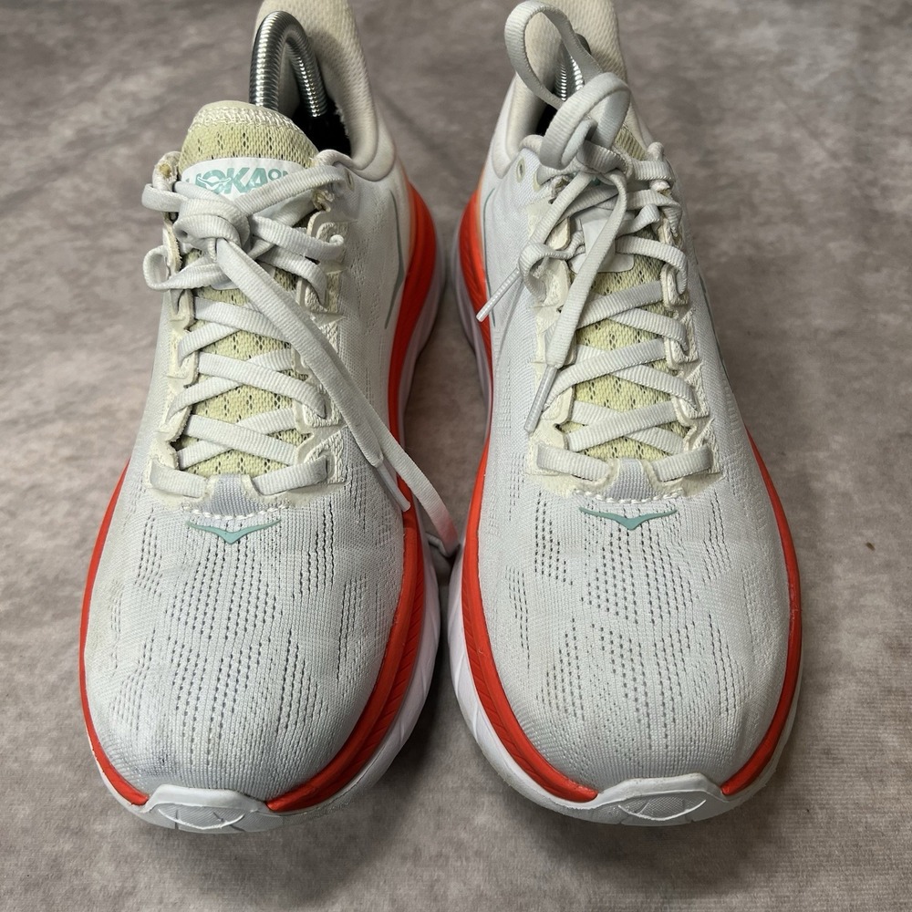 Hoka One One Mach 4 Women Size 9.5B White/Fiesta Running Shoes 1113529-WFS - Picture 2 of 8